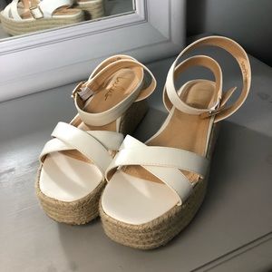 LuLus strappy platform white sandal